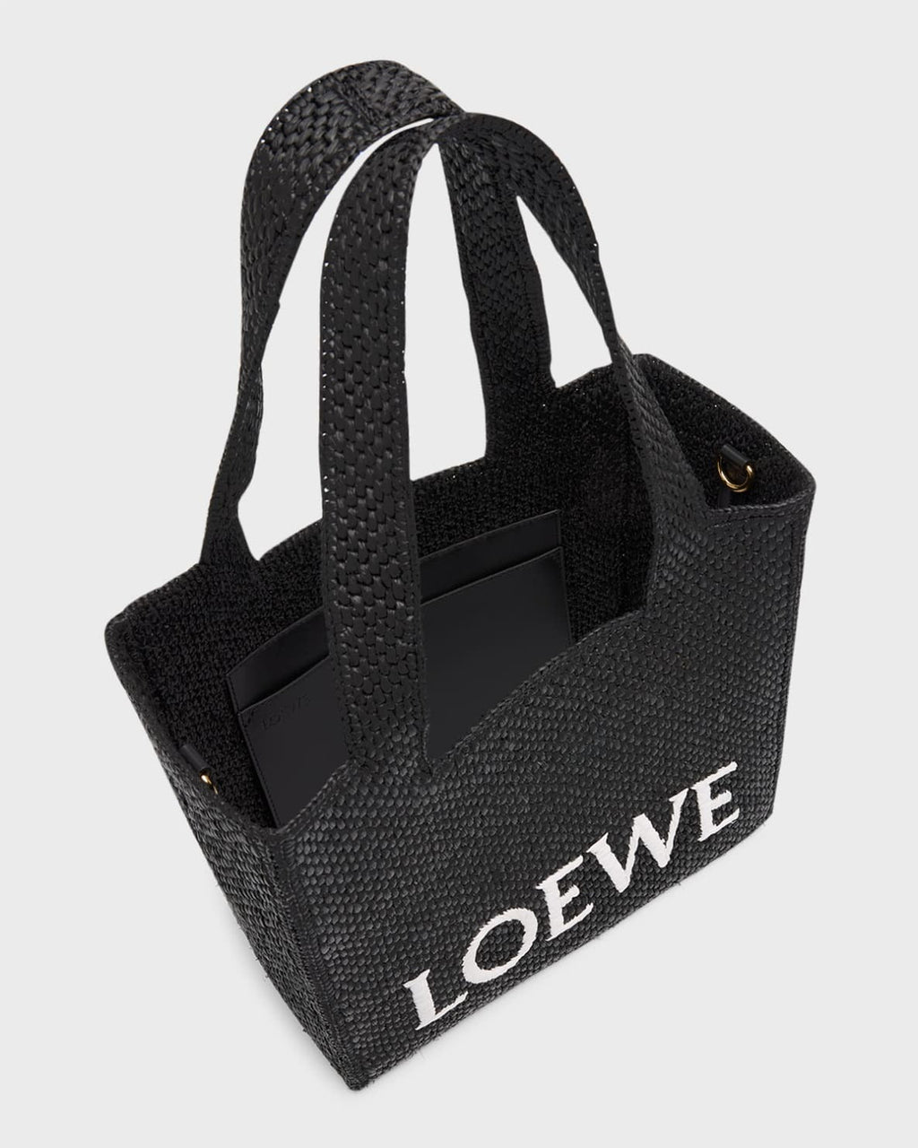 Loewe Logo Raffia Tote Bag - Black