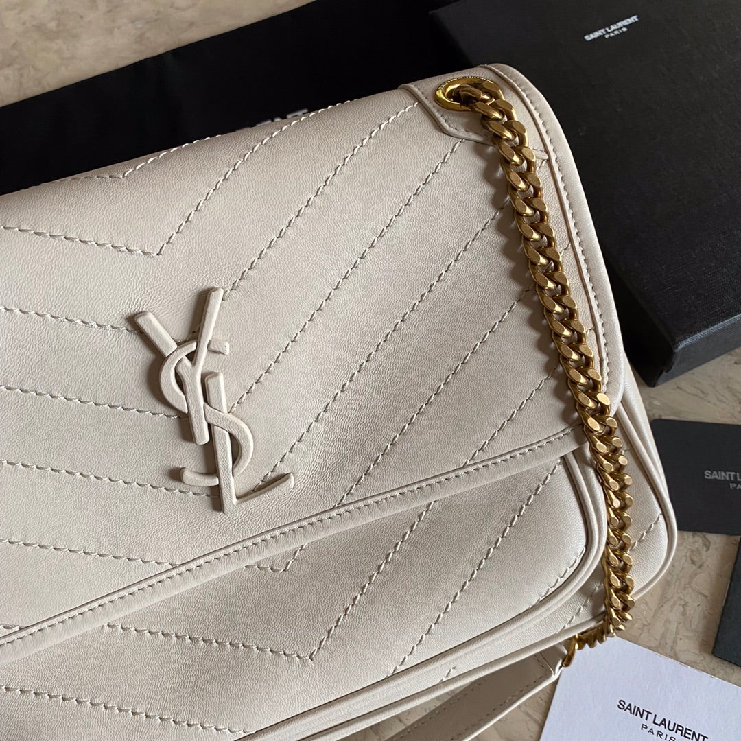 YSL Niki Medium Chain Bag in Lambskin Blanc Vintage - 28 x 20 x 8,5 cm - White
