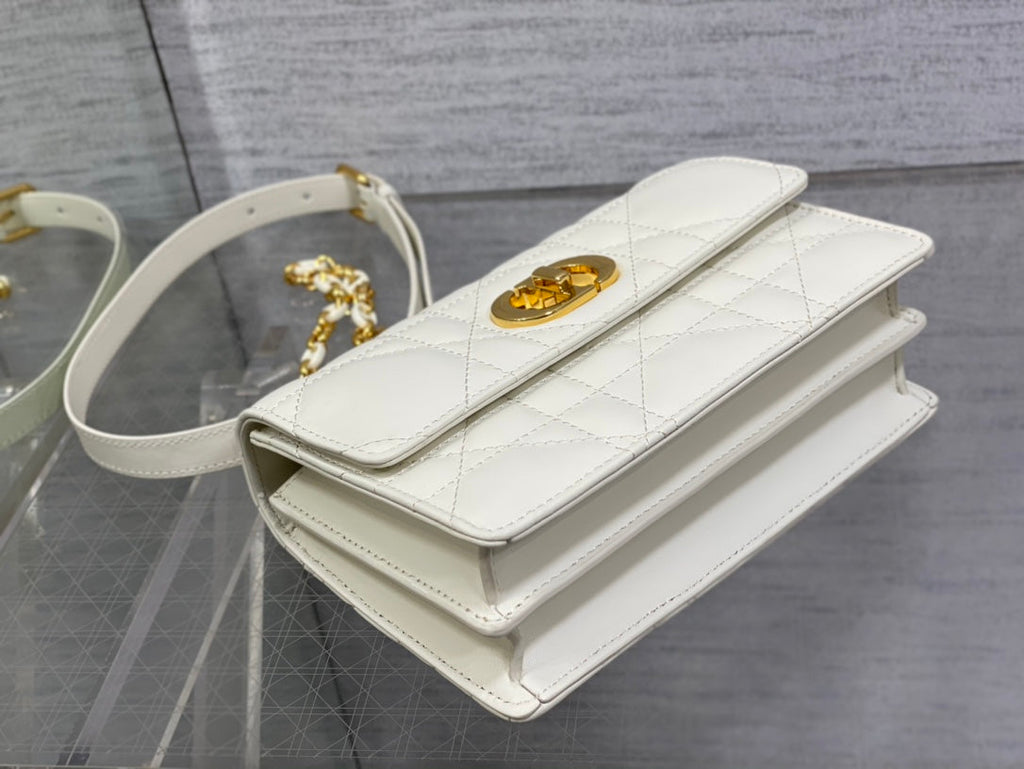 Dior Miss Caro White Macrocannage Lambskin Bag