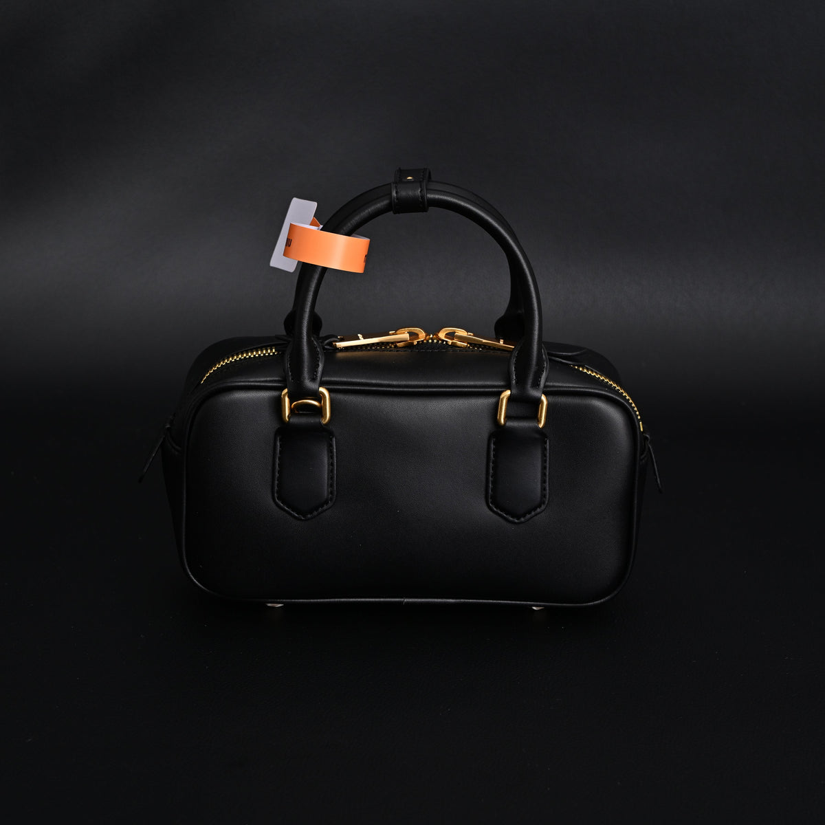 Miu Miu Black Matelassé Leather Satchel Bag – Mini Top Handle - Black with Gold-Tone Accents